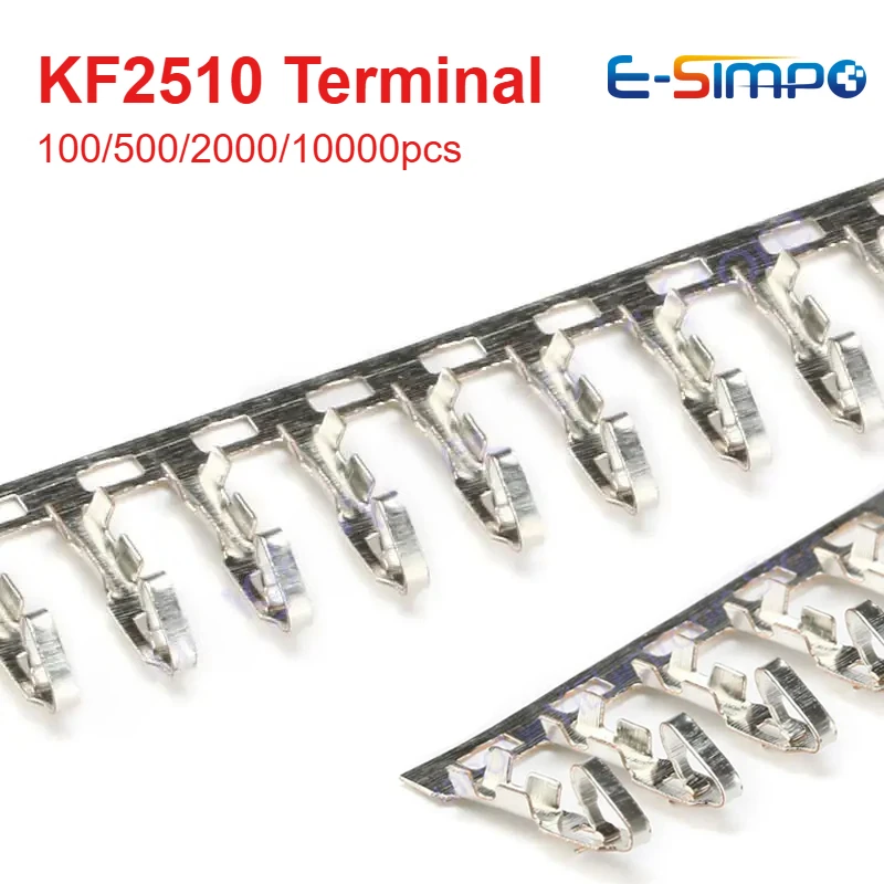 100/500 Uds lote KF2510 Terminal prensado en frío 2,54 MM espaciado conectar Terminal de lengüeta línea de cobre prensado cañas de Terminal hembra