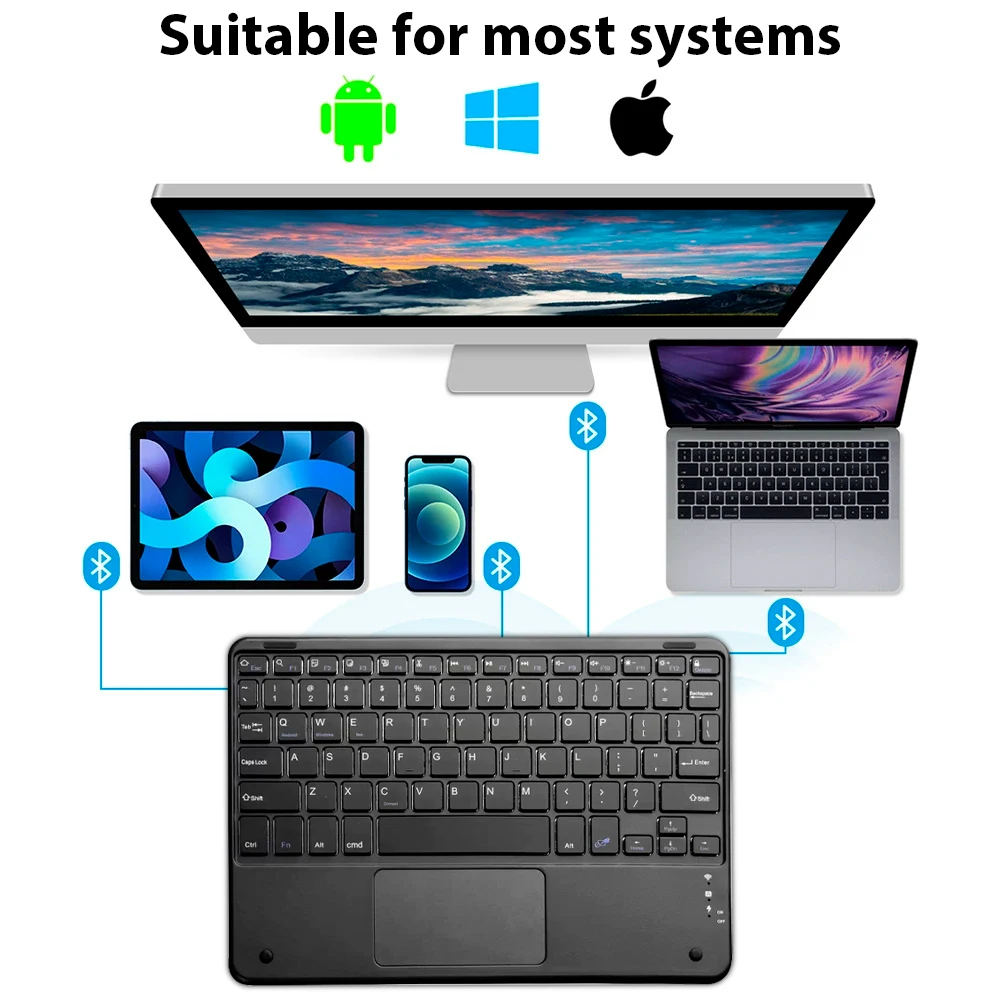 QUKAM nuevo teclado inalámbrico Bluetooth táctil y ratón para iPad Xiaomi Samsung Android iOS Windows Tablet teléfono portátil PC español - imagen 3