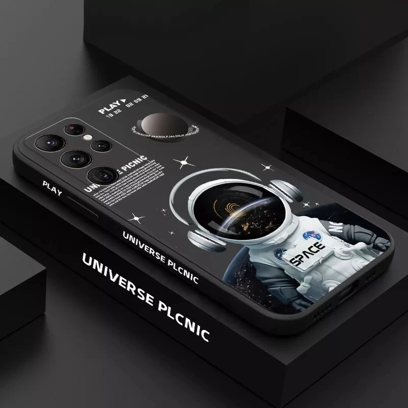 Funda para Samsung S23 Ultra S22 Plus S21 FE, cubierta de teléfono con dibujos animados de astronauta espacial para Galaxy A14 A34 A54 A13 A33 A53 A32 A52 - imagen 2