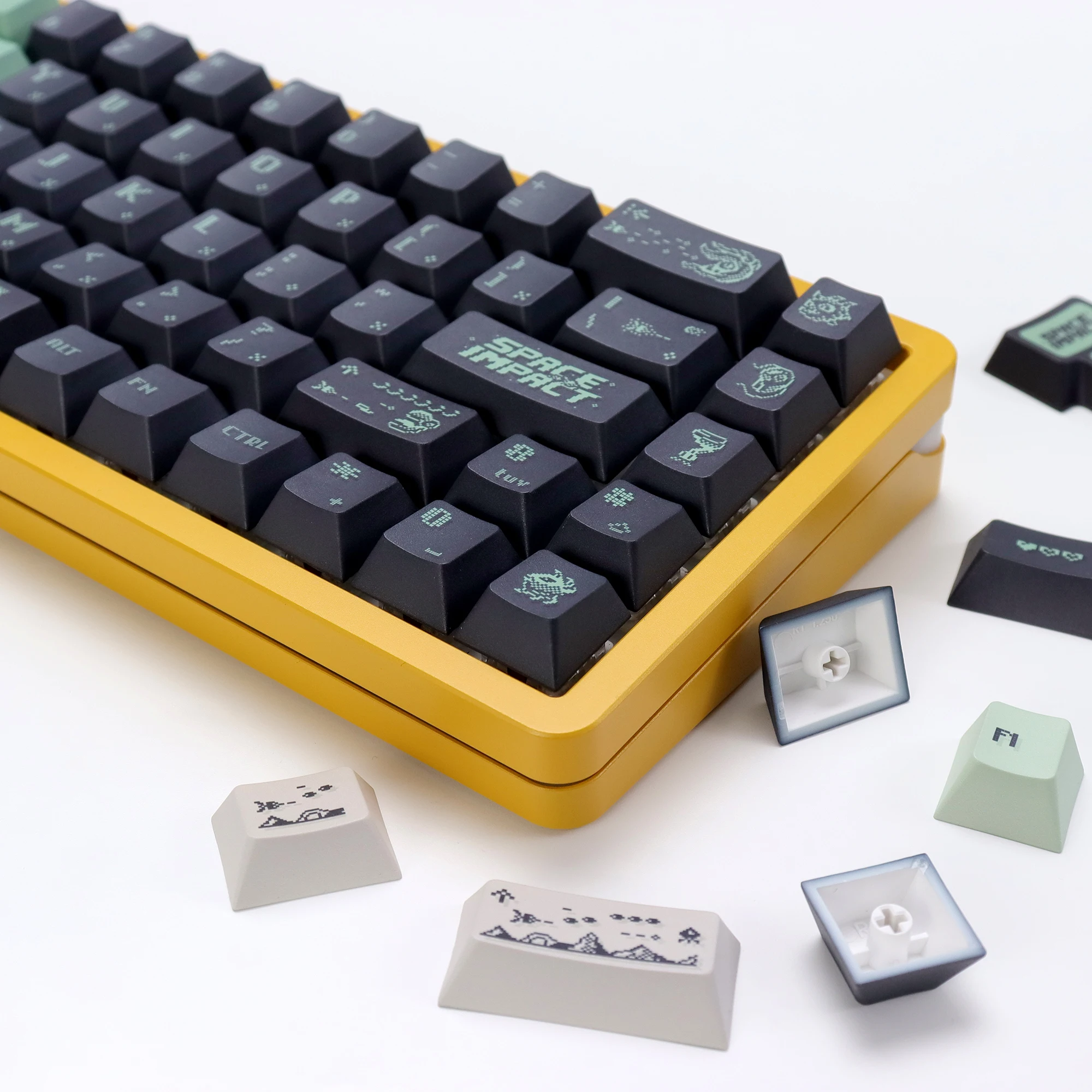 KBDiy 143 teclas/juego de teclas de impacto espacial ISO Retro gradiente cereza perfil PBT teclas Alice espacio dividido para teclado mecánico 60 - imagen 3