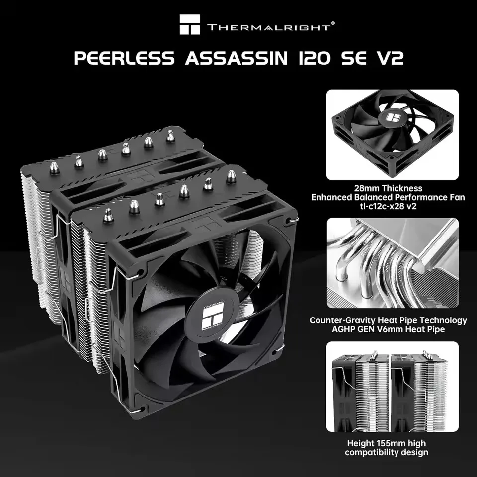 Thermalright Peerless Assassin 120 SE V2 Computer case air cooling radiator, with 120x120x28mm fan/Support LGA1851/1700/AM5/AM4 - imagen 3