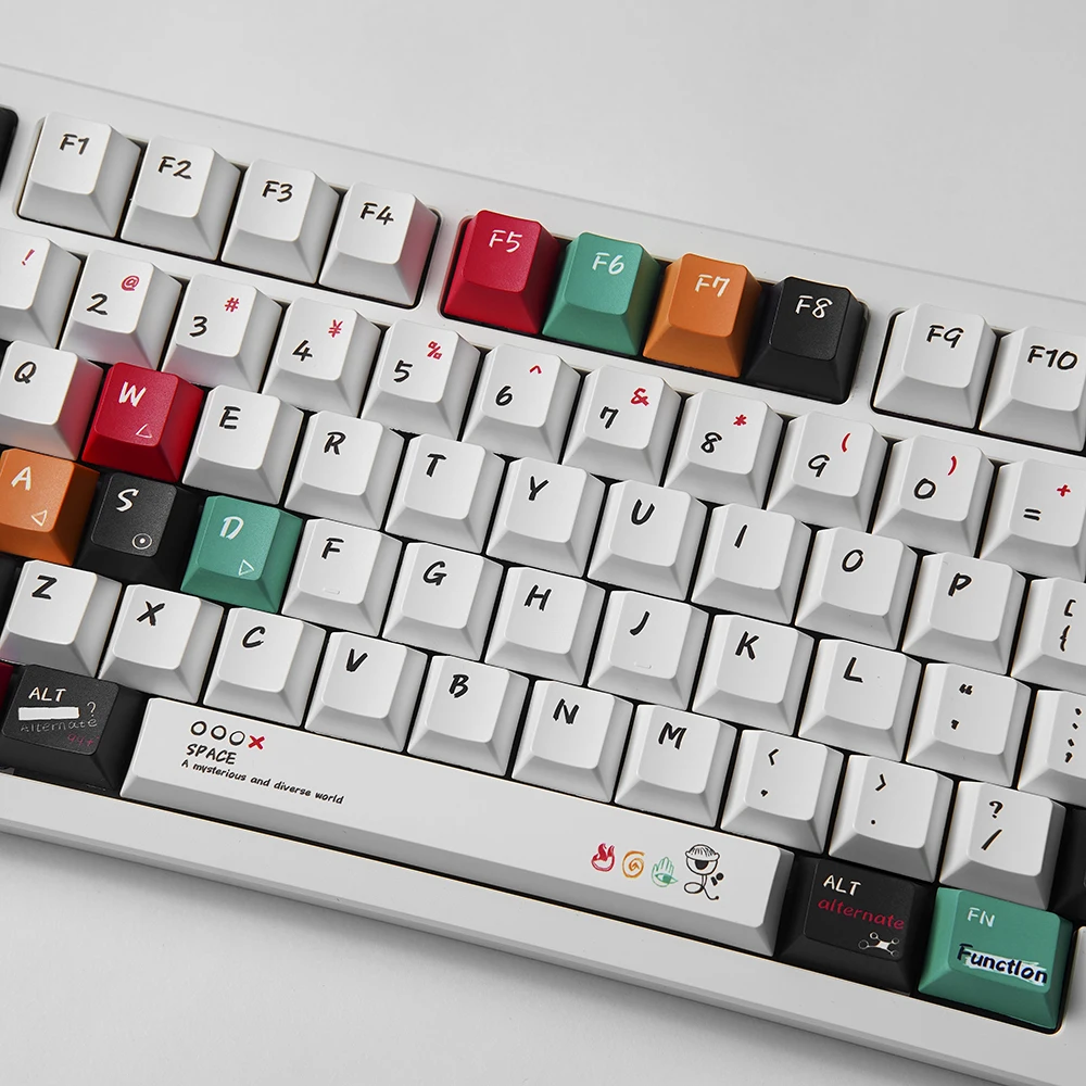 Teclas de fuego negro misterioso, teclas de perfil de cereza de sublimación térmica PBT, teclas personalizadas de 135 teclas para teclado MX Switch - imagen 4