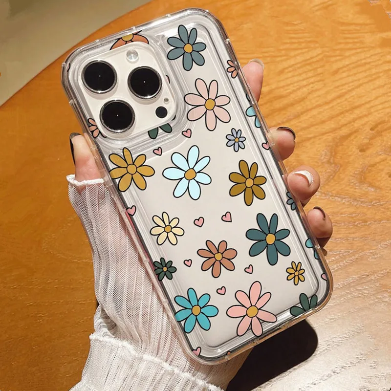 Funda de teléfono con estampado Floral y corazón para Iphone 16 15 14 13 12 11 Pro Max 7 8 16E, funda transparente de TPU suave para IPhone 16 Plus - imagen 2
