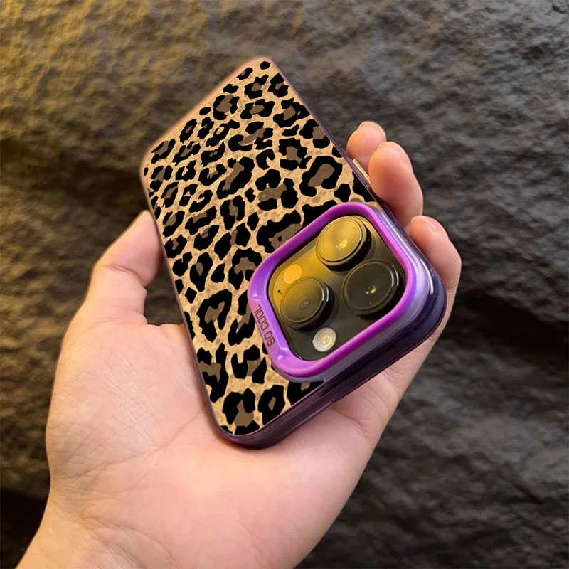 Funda de teléfono con armadura anticaída de leopardo marrón para iPhone 15 Pro Max 16 14 13 12 11 Pro X XR XS 7 Plus 16E cubierta protectora de lente - imagen 5