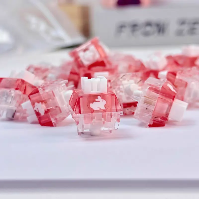 Interruptor de conejo TTC, lineal silencioso, 5 pines, 42g, versión RGB, lubricación fina rosa transparente para teclado mecánico, interruptores silenciosos MX - imagen 5