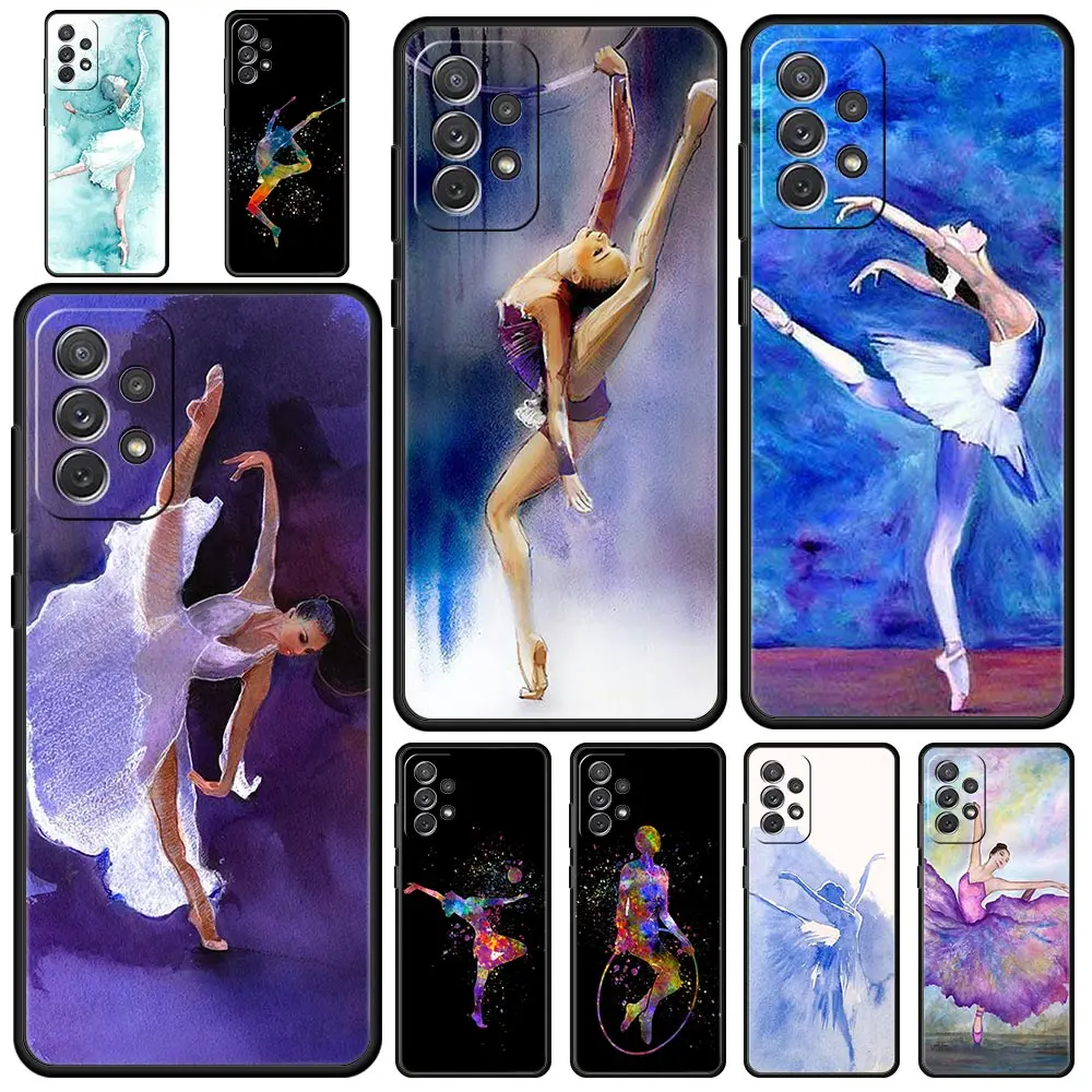Funda de teléfono color agua gimnasia para Samsung A35 A55 A15 A13 A51 A71 A41 A31 A21S A03S A05 A12 A32 A23 A25 A33 A53 A73 5G