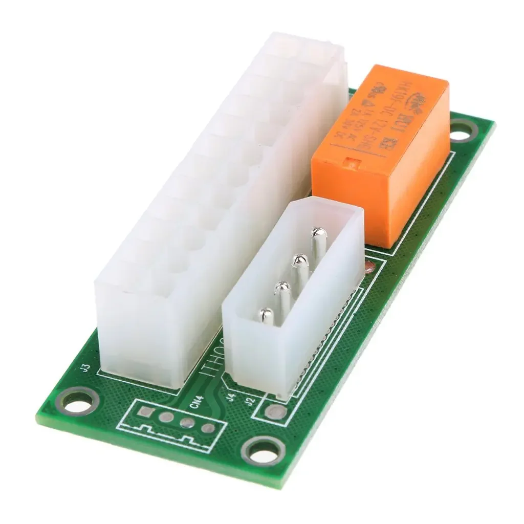 Cable de arranque síncrono de fuente de alimentación dual de 24 pines, la última tarjeta de extensión ATX de 24 pines a Molex de 4 pines/SATA, para máquinas de minería BTC