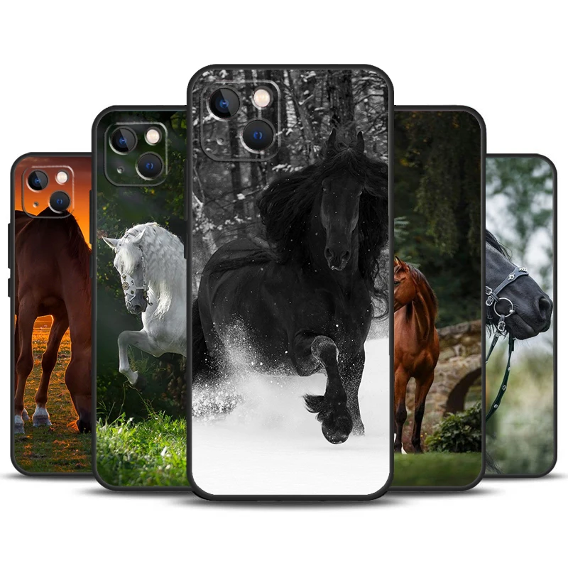 Funda de caballo para iPhone, carcasa de animales para modelos 16, 15, 14, 13, 12, 11 Pro Max, Mini, X, XR, XS Max, 7, 8 Plus, 2