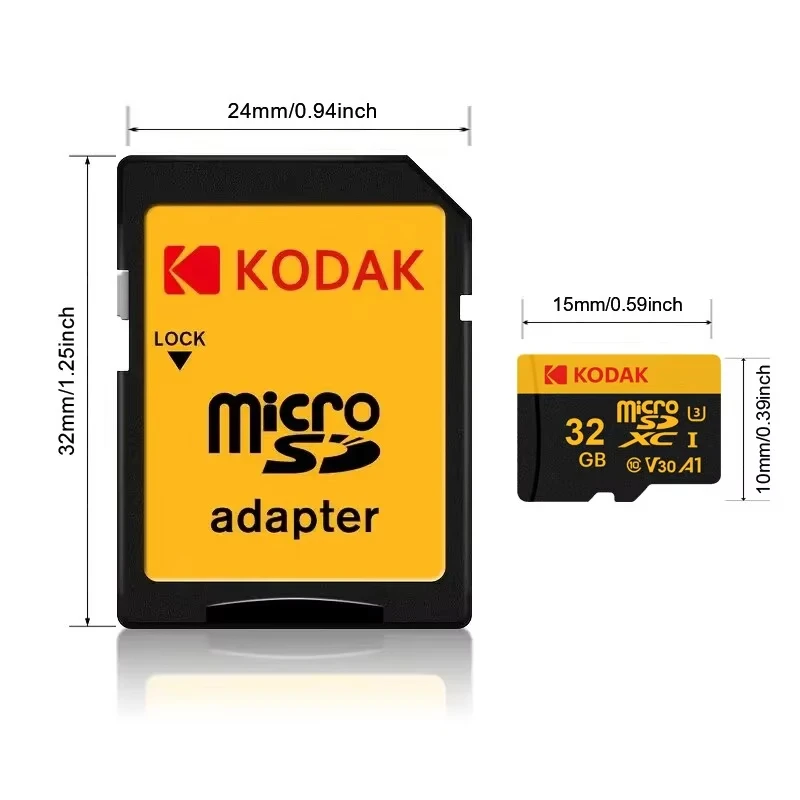 Tarjeta Kodak Micro SDXC Alta velocidad 32G 64G 128G Class10 4K U3 V30 UHS-I Tarjeta de memoria para teléfonos inteligentes Cámaras Drones con adaptador - imagen 3