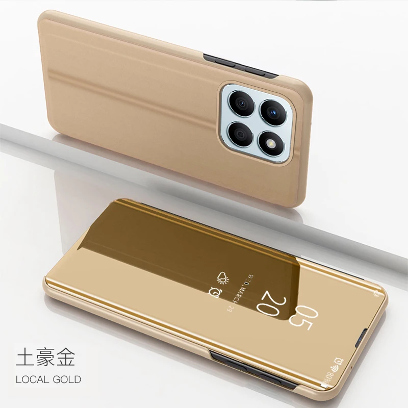 Funda para Honor X8B, soporte de espejo galvanizado curvo, Funda trasera de protección para cámara para Huawei Honor X8B, Funda de parachoques a prueba de golpes