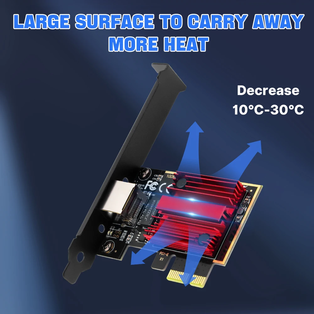 Tarjeta de red PCI-E a RJ45 de 2,5G, adaptador Lan Ethernet de 2500M, adaptador WiFi rápido RTL8125 PCI Express para PC de escritorio - imagen 3