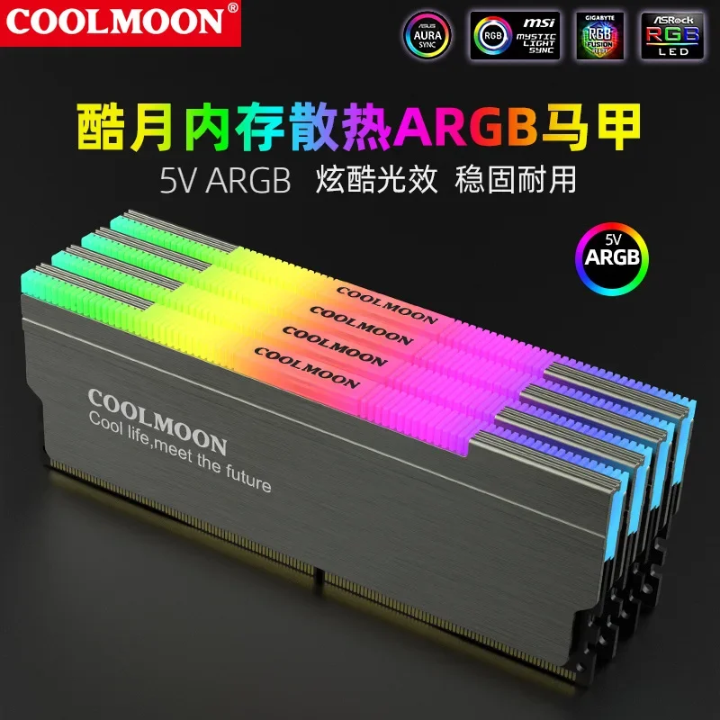 COOLMOON CR-D134S ARGB RAM disipador de calor enfriador ordenador de escritorio PC 5V 3PIN esparcidor disipador de calor de refrigeración - imagen 2