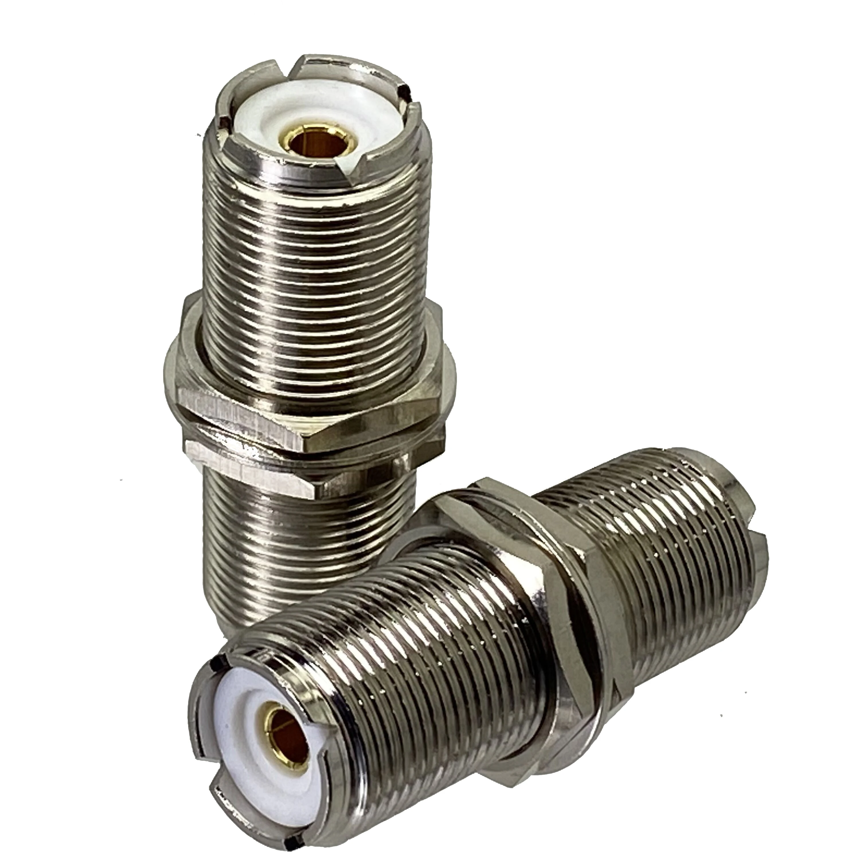 Conector de piezas UHF SO239, conector hembra a tuerca hembra UHF, adaptador RF Coaxial de alta calidad, terminales de cable de latón