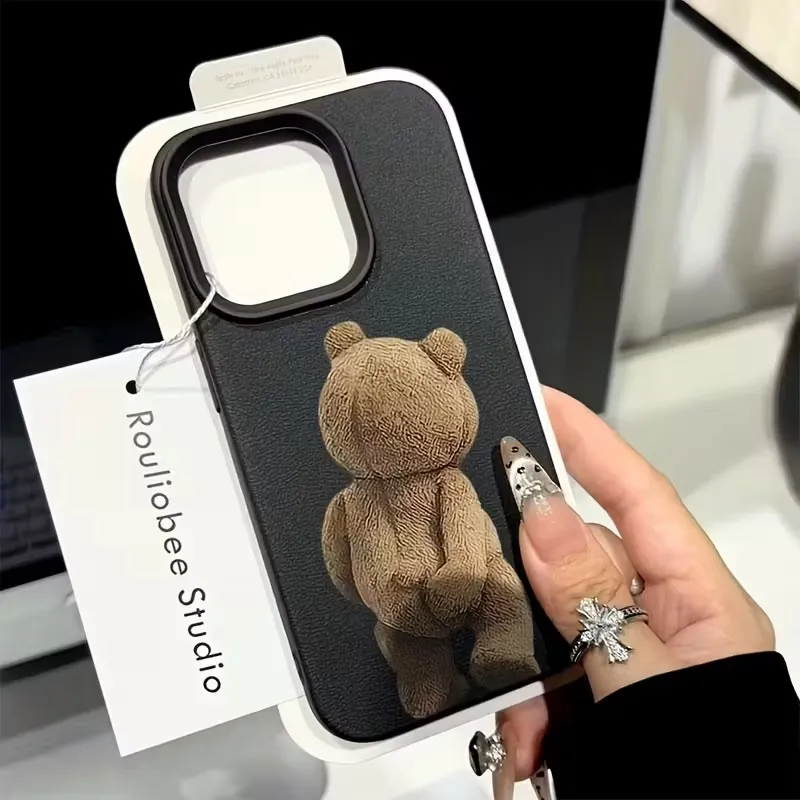 Funda de teléfono con diseño de oso táctil para iPhone 11, 12, 13, 14, 15, 16, 17 Pro Max XS X XR 16E 16 Plus 17, funda de silicona suave de aire - imagen 3