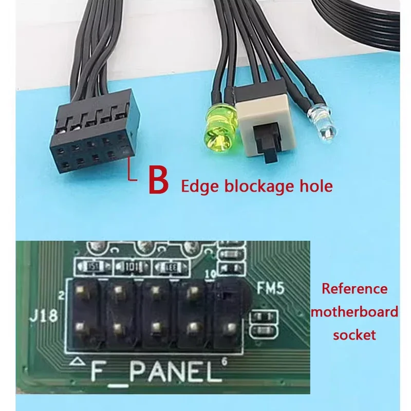 Placa base de 9 pines a Cable de interruptor de botón de encendido de PC con luz indicadora LED para HP 280 400 600 800 G1 G2 G3 sff - imagen 5