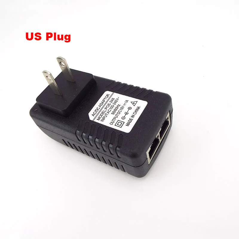 AC 220V DC 12V 2A 48V 0.5A 24v 1A 15V 1A 24W fuente de alimentación POE adaptador de inyector enchufe sobre Ethernet enchufe de pared UE/EE. UU. Cámara IP CCTV - imagen 5
