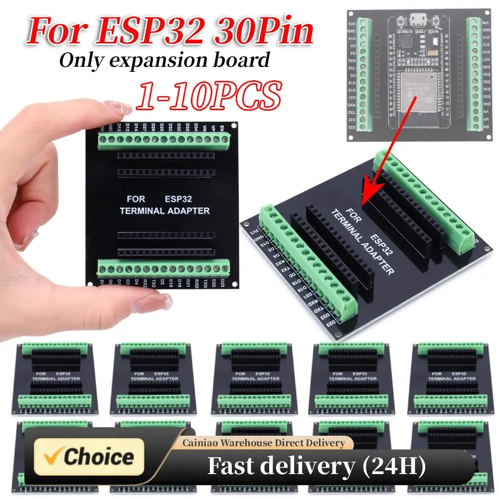 1-10 Uds. Placa de ruptura ESP32 de 30 pines, placa de ruptura Aideepen ESP32 ESP32S GPIO 1 en 2 para NodeMCU-32S de versión estrecha de 30 pines