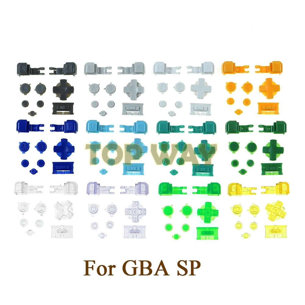2 juegos para GameBoy Advance SP GBA SP juego de botones completos de plástico para GBA SP A B Select Start Power ON/OFF L R Kit de botones D Pad