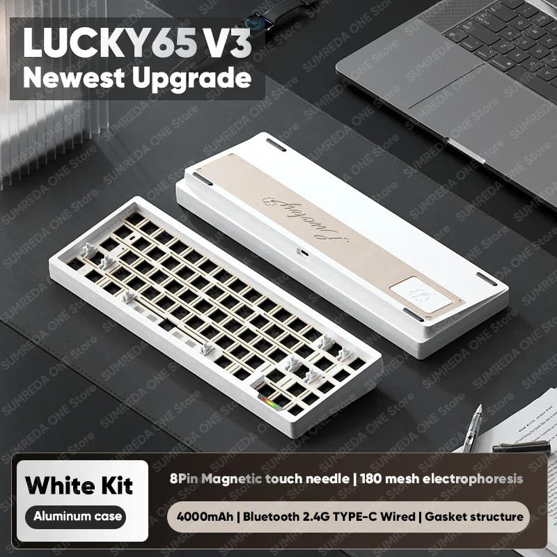 Weikav Lucky65 V3 NUT65 Kit de teclado mecánico inalámbrico de aluminio 65% diseño RGB BT 2,4G teclado de juego con cable desmontaje rápido