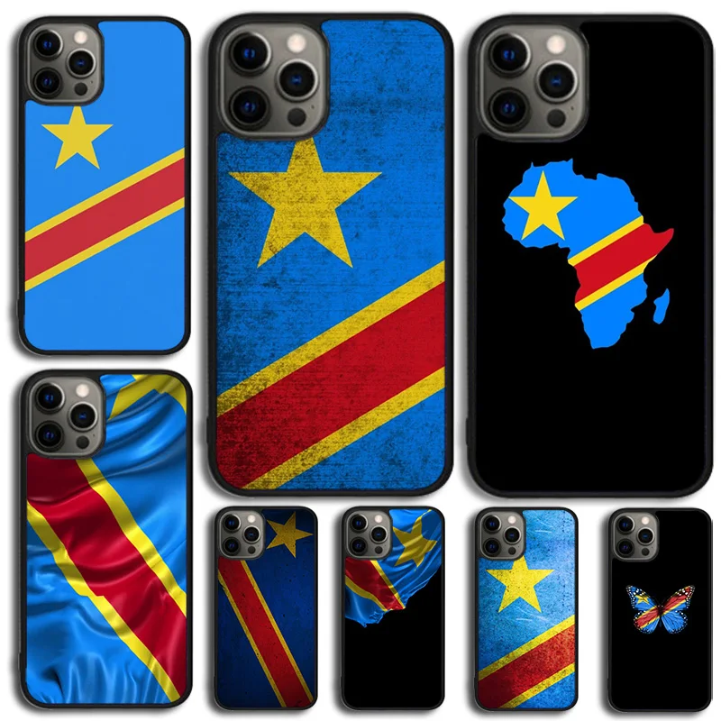 Funda de teléfono con bandera de la República Democrática del Congo para iPhone 17 Air 15 16 14 11 12 13 Pro MAX Plus