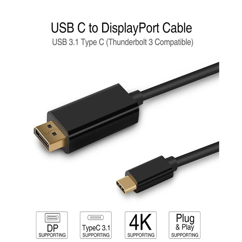 1,8 m tipo C a DP DisplayPort 4K60HZ HD Cable USB3.1 USB-C a 4K DP puerto de pantalla adaptador de Cable para pantalla de PC proyector de ordenador portátil - imagen 3