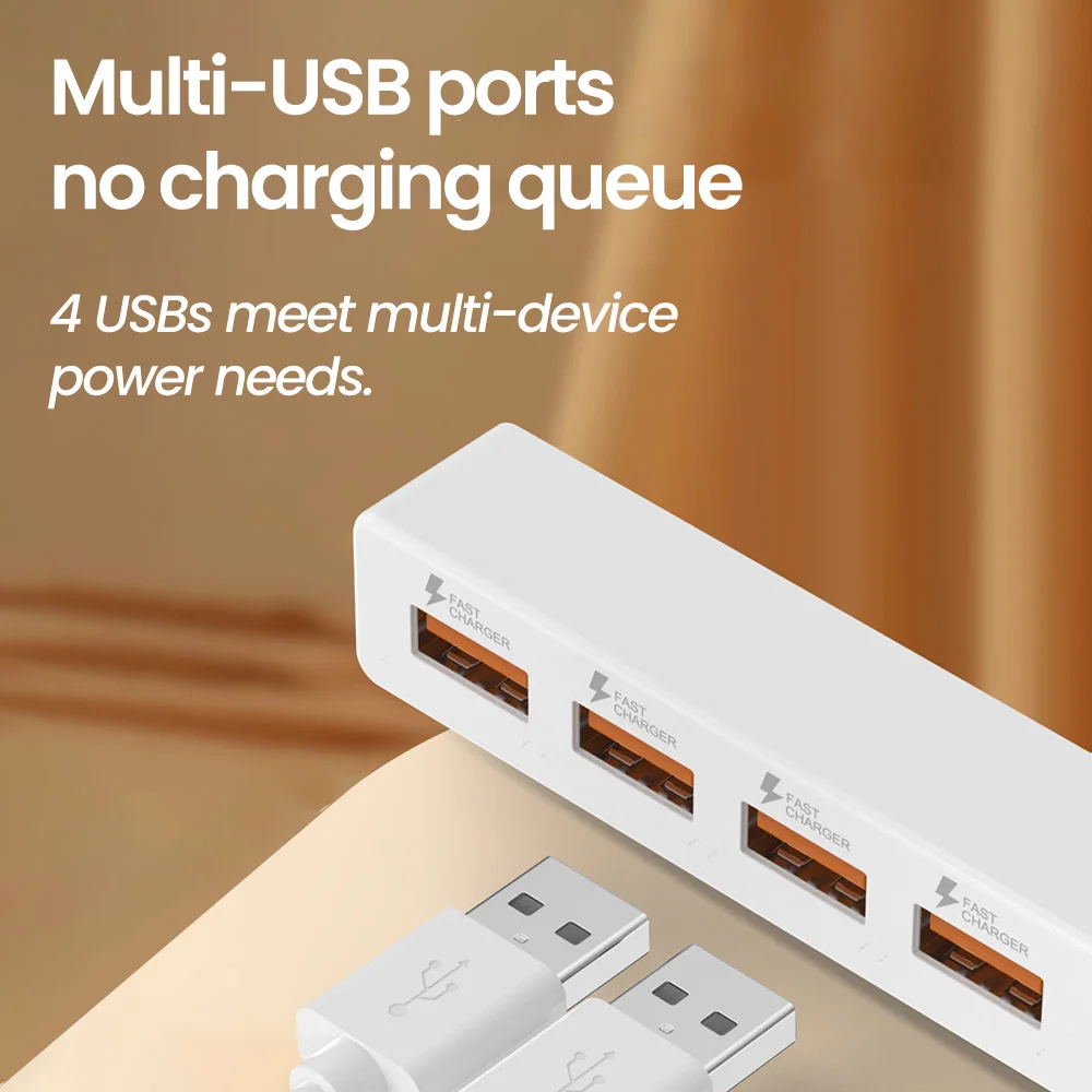 Enchufes USB de 4 puertos, concentrador USB de carga de escritorio, divisor USB, concentrador de alta velocidad, convertidor divisor USB 2,0 para accesorios de ordenador PC - imagen 2