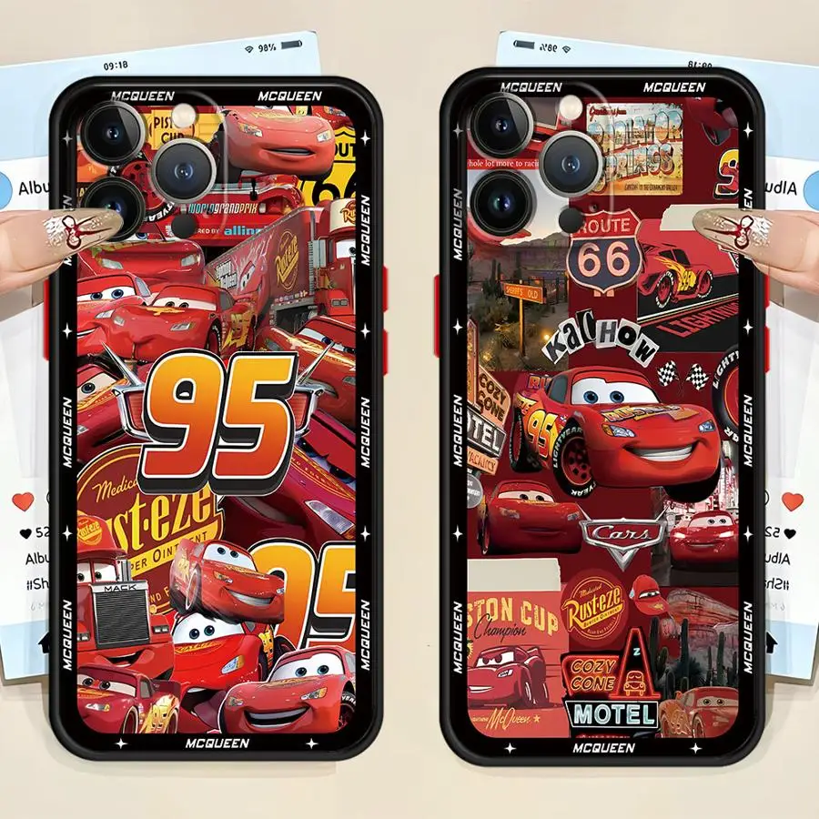 Funda para iPhone 7 8 SE 11 Pro Max 12 Mini XS X 14 XR SE 13 Pro 6s 15 Pro Max 16e 16 Pro TPU cubierta Disney Lightning McQueen