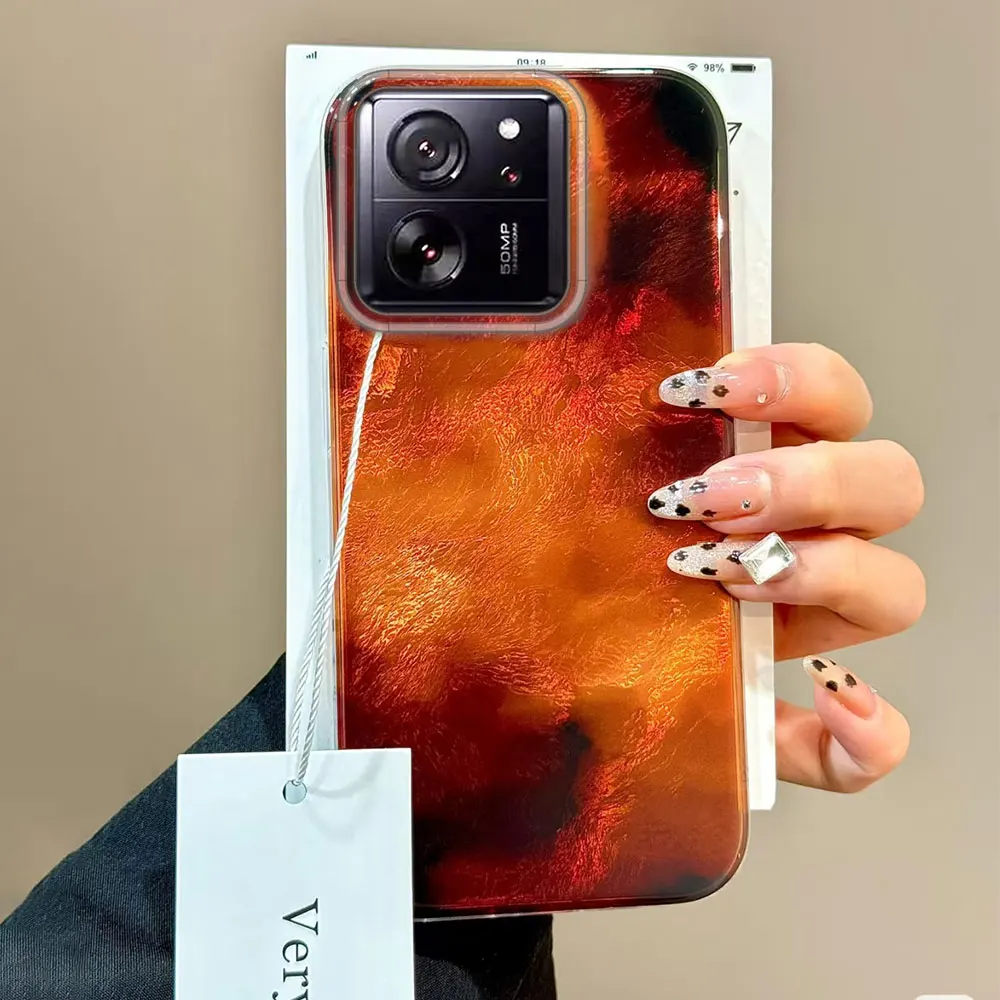 Funda de teléfono con estampado de moda INS para mujer, color marrón caramelo, para Xiaomi 13T 14T 11 Lite NE Poco X5 M6 Pro X6 X7 X3 Pro NFC C65 C61 M5S