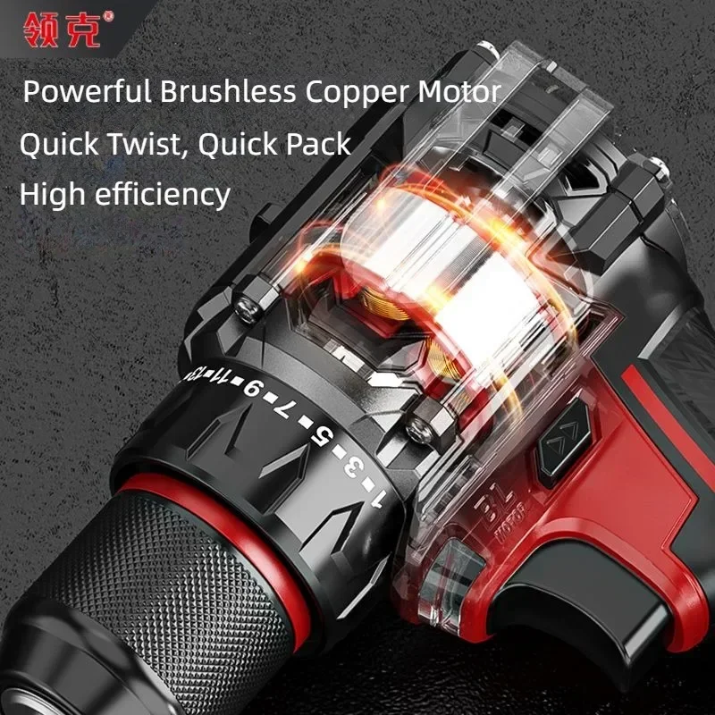 Taladro eléctrico sin escobillas, taladro de impacto inalámbrico, Portabrocas de trinquete de Metal, taladro de mano eléctrico, destornillador doméstico - imagen 5