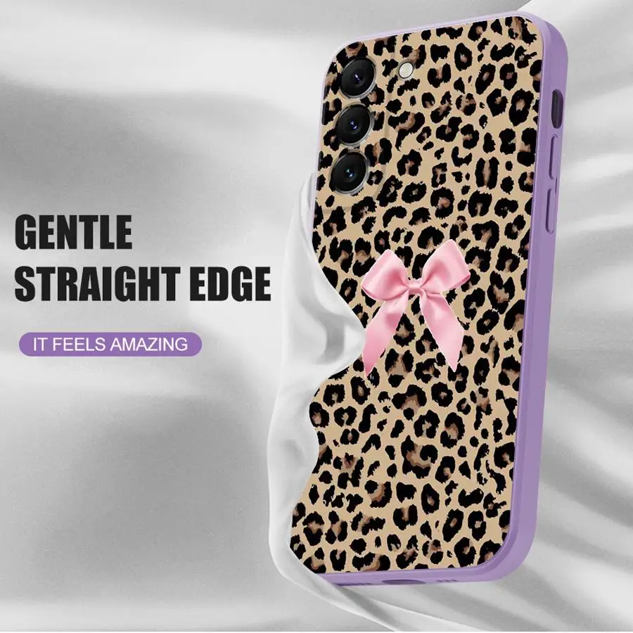 Funda de teléfono con lazo rosa, leopardo y cereza para iPhone SE 16 15 Plus 13 Pro 12 Mini 14ProMax XS Max 16e 11 8 7 XR, funda suave - imagen 5