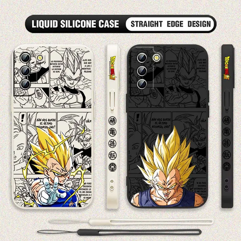 D-Dragon Ball Saiyan Vegeta para Samsung Galaxy S25 S24 S23 S22 S21 S10 FE Plus Ultra 5G cubierta de la caja del teléfono de cuerda izquierda líquida
