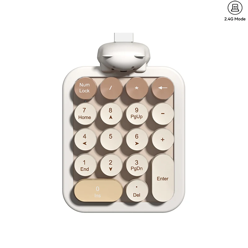 MOFII portátil 2,4G Plug and Play teclado numérico inalámbrico 18 teclas lindo oso teclados numéricos inalámbricos para PC/portátil (té azul/mulk)