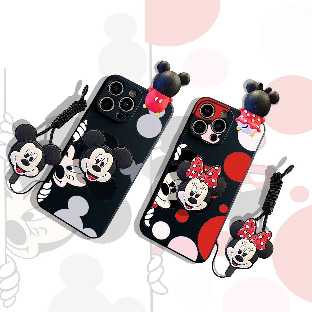 Para iPhone 16 15 14 13 12 11 Pro Max mini Plus Winking Minnie Funda con cuerda de soporte - imagen 3