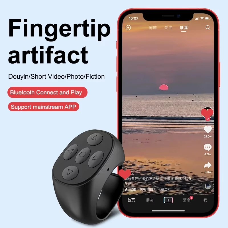 Anillo inteligente para la yema del dedo, ratón con Control remoto, inalámbrico, Bluetooth, móvil, Selfie, vídeo, volteador de página automático, navegación - imagen 4