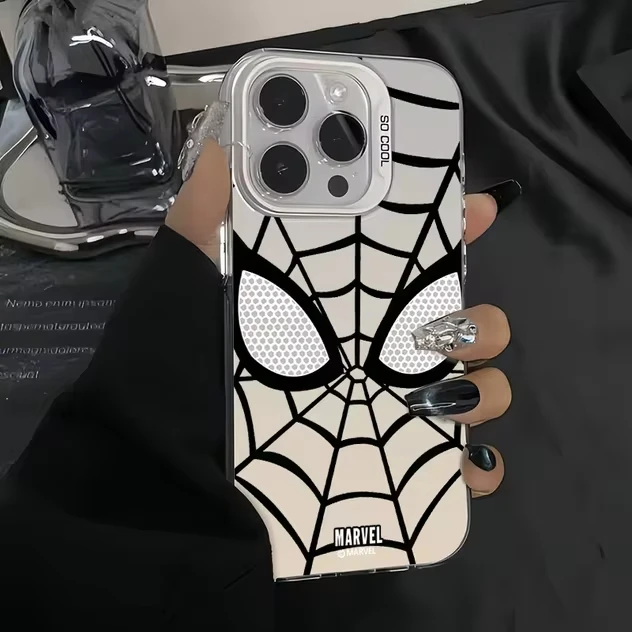 Marvel Spider Man negro blanco Cool funda de teléfono para iPhone 16 15 14 13 12 11 Pro Max XR XS 7 8 Plus Y2K suave anticaída Linda cubierta - imagen 3