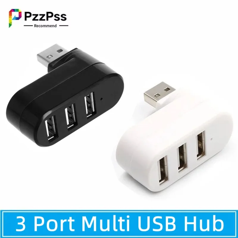 PzzPss-Hub multi USB de 3 puertos, Mini concentrador USB 2,0, adaptador divisor giratorio de alta velocidad para ordenador portátil, Notebook, PC, accesorios de ordenador - imagen 2