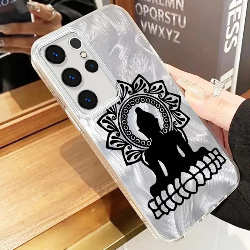 Funda con patrón de Buda artístico para Samsung Galaxy A56 A73 A72 A71 A55 A54 A53 A52 A35 A34 A33 A31 funda de teléfono con textura de plumas - imagen 3