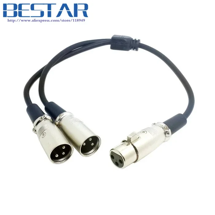 Cable de micrófono divisor de audio XLR hembra de 3 pines a XLR macho dual 50 cm 0,5 m - imagen 2