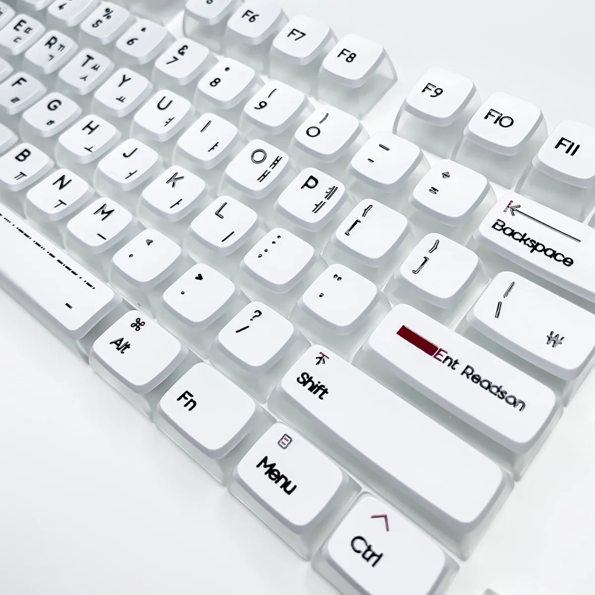 Teclas coreanas blancas minimalistas de 132 teclas, teclas de perfil CBSA para teclado mecánico MX Switch, diseño ISO, teclas con impresión UV
