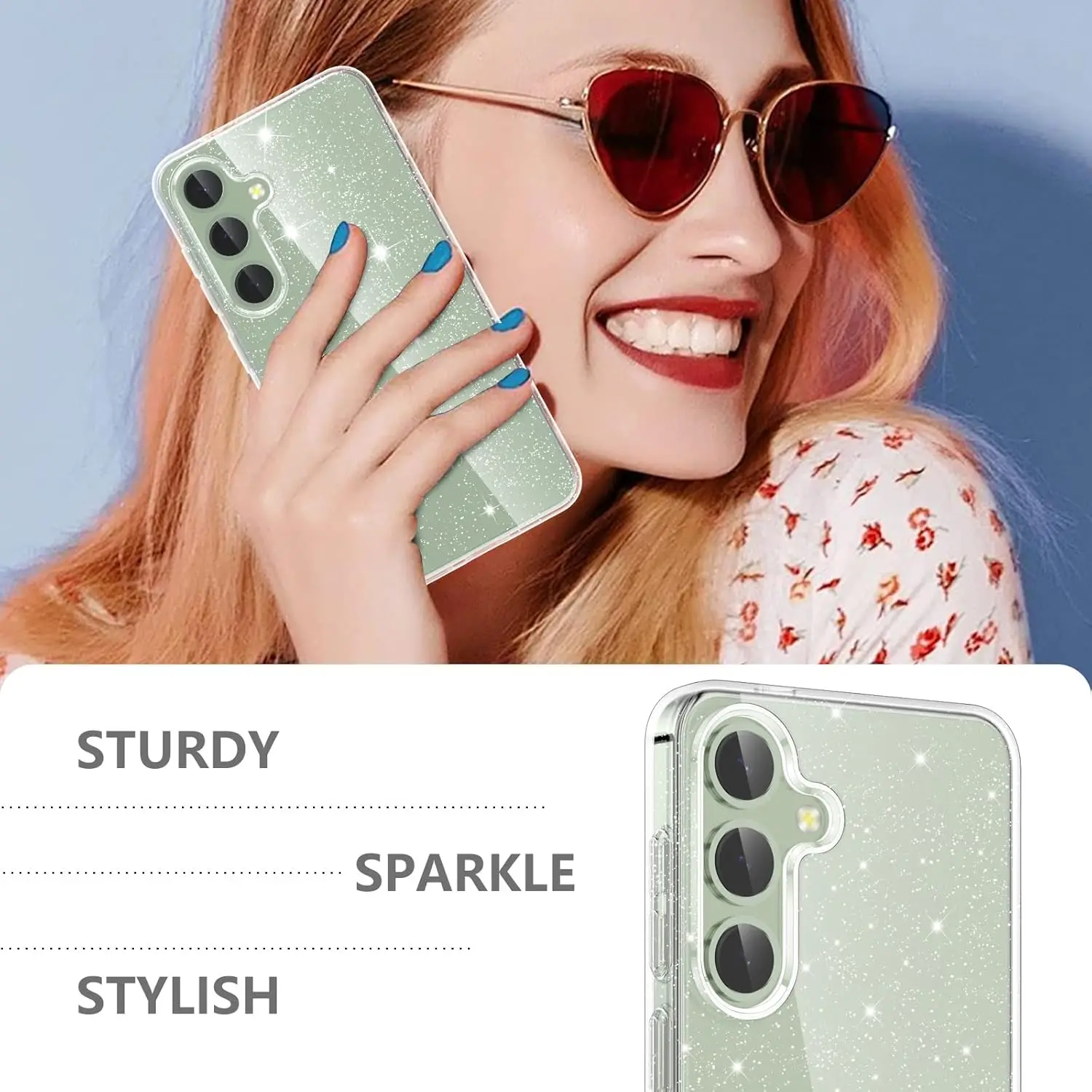 Funda transparente con purpurina para Samsung Galaxy S25 Ultra S24 Plus S23 FE S22 S21 S20 A55 5G A35 A25 A15 A16 A06 accesorios de cubierta de teléfono - imagen 3