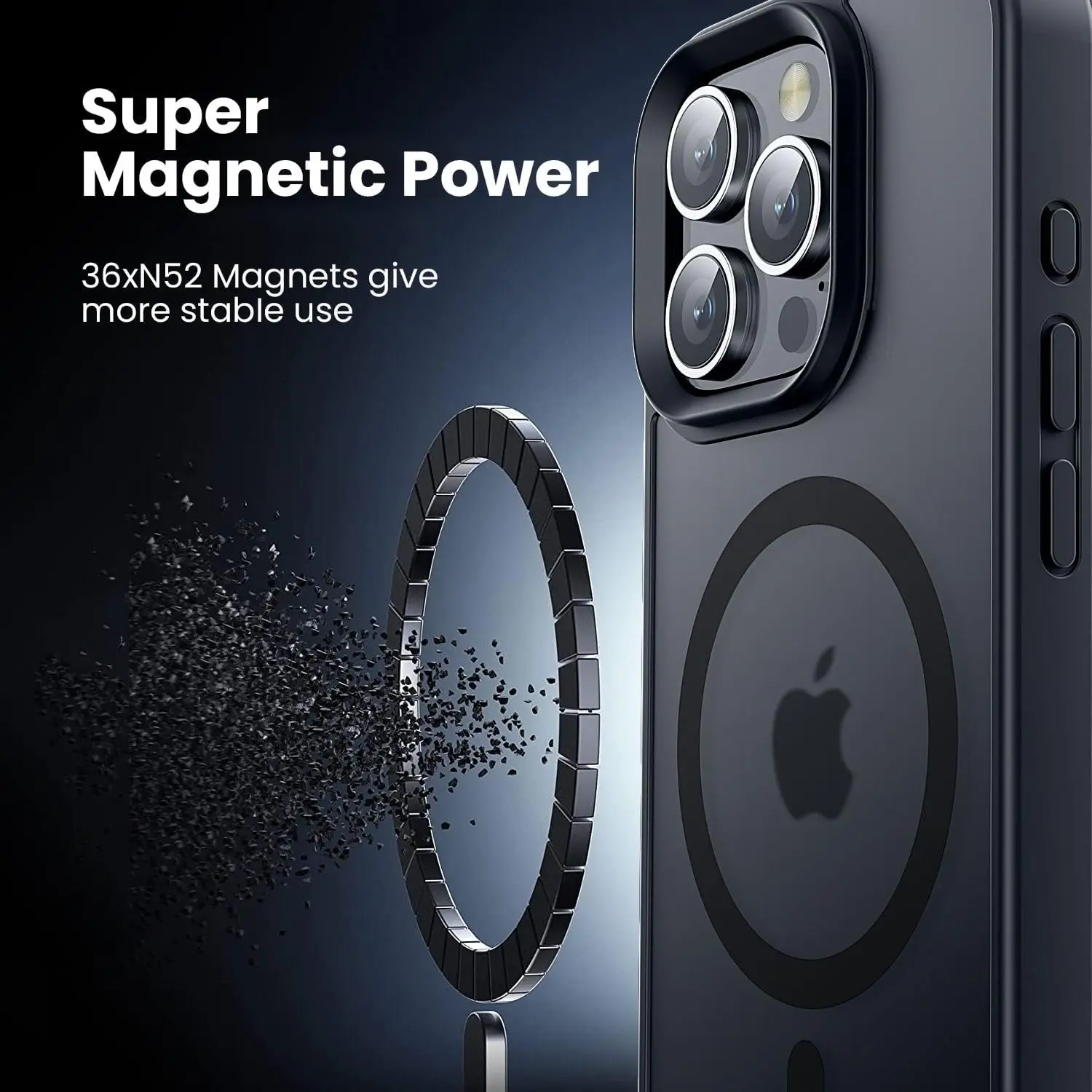 Funda negra mate para iPhone 16 Pro Max 15 Plus 14 13 Mini 12 11 SE 2022 2020 8 Magsafe Mag cubierta magnética segura accesorios para teléfono - imagen 5