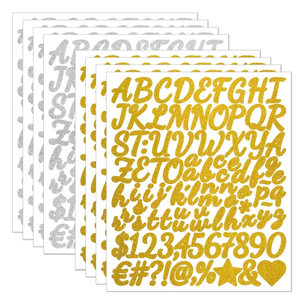 Pegatinas de números con purpurina, pegatinas de letras con purpurina para álbum de recortes, manualidades Diy, autoadhesivas, impermeables, número del alfabeto para agua - imagen 2