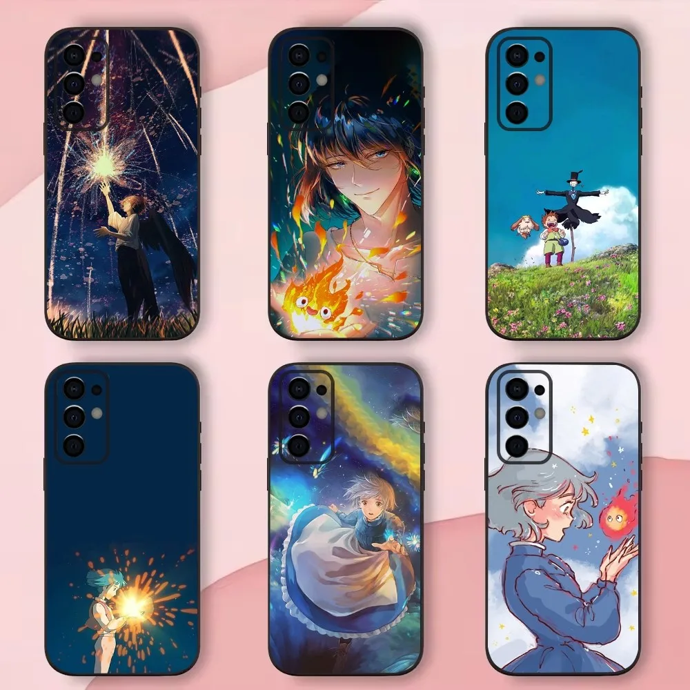 Funda de teléfono de Anime para Samsung S24,S21,S22,S23,S30,Ultra,S20,Plus,Fe,Lite,Note,10,9,5G M-Moving Castle, carcasa suave negra