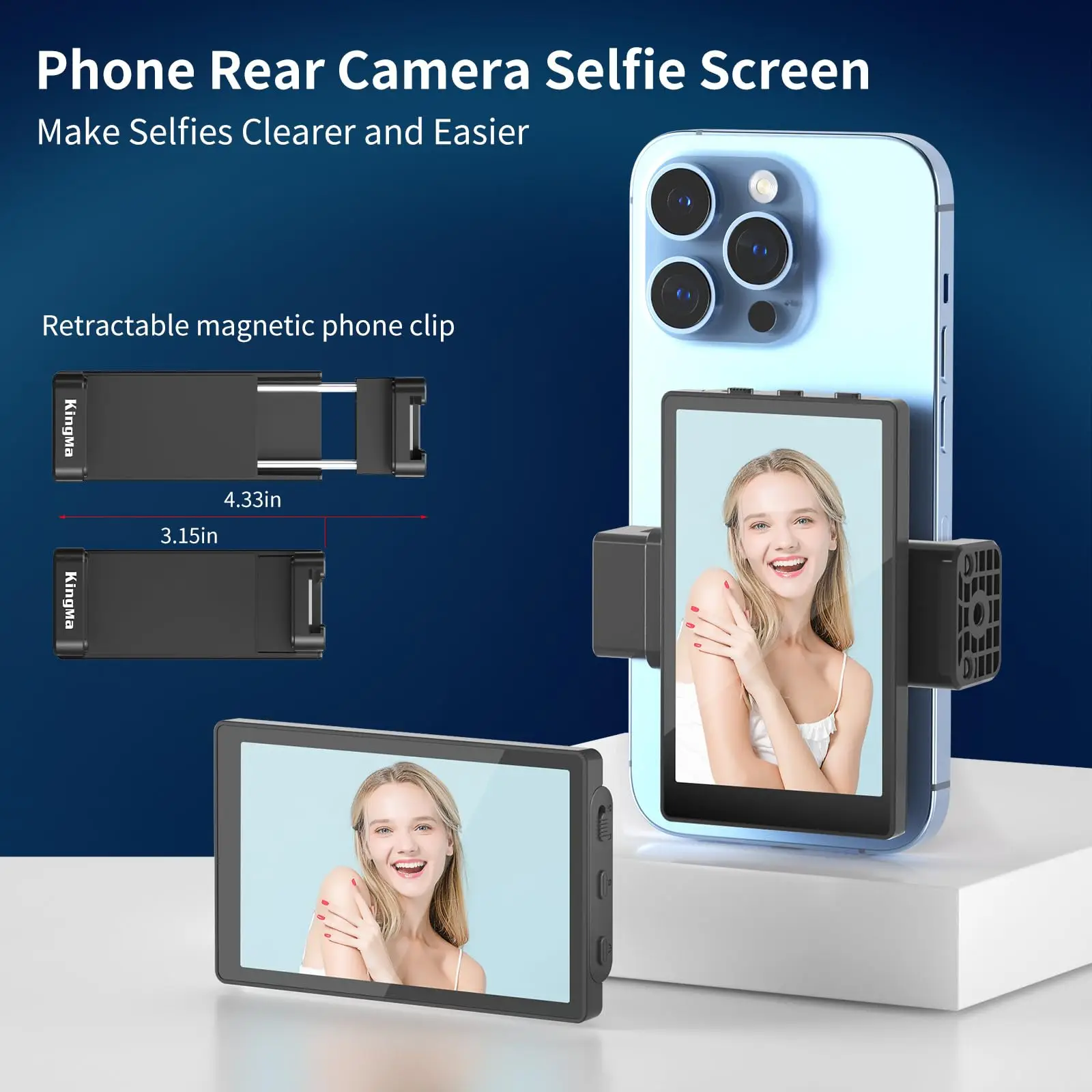 KingMa Mini monitores sincronización cámara trasera pantalla Selfie para iPhone Vlog Selfie Monitor pantalla con Clip magnético y control remoto Bluetooth - imagen 5