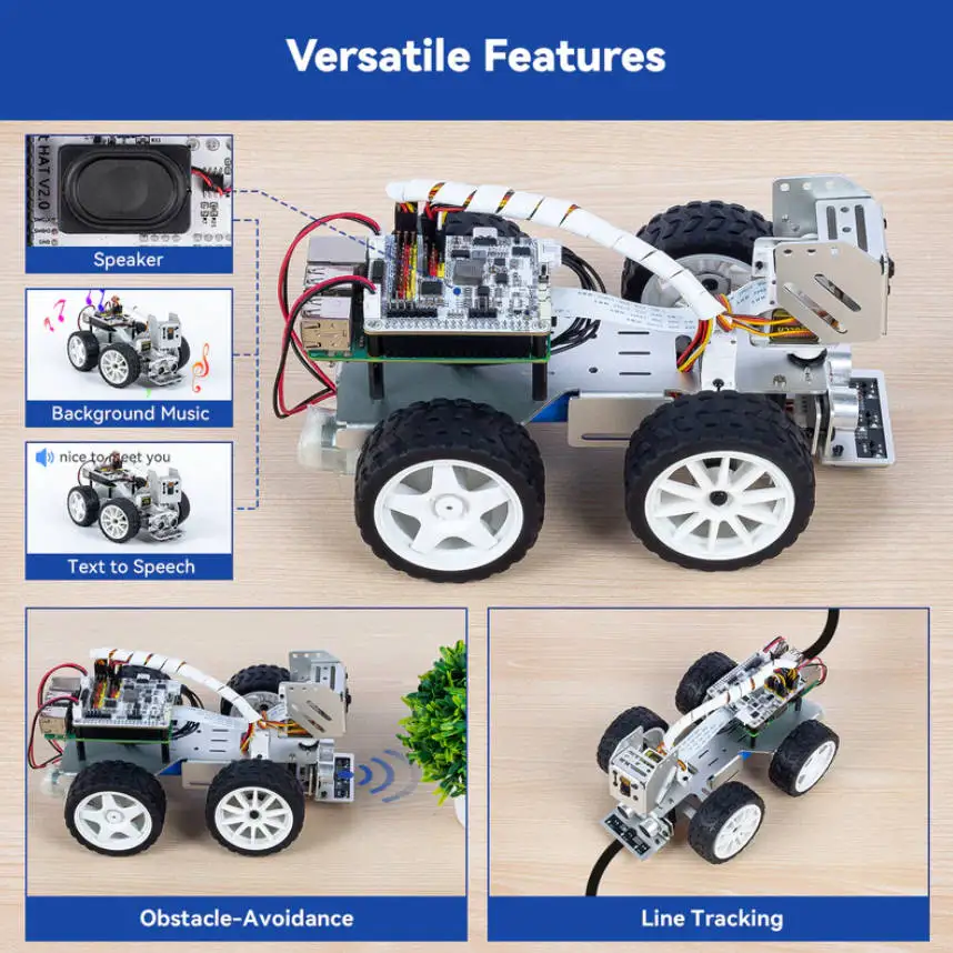 SunFounder Kit de coche robot con vídeo inteligente para Raspberry Pi 4/3B+/3B/Zero W (batería incluida) PiCar-X 4.7 (38 reseñas) - imagen 3