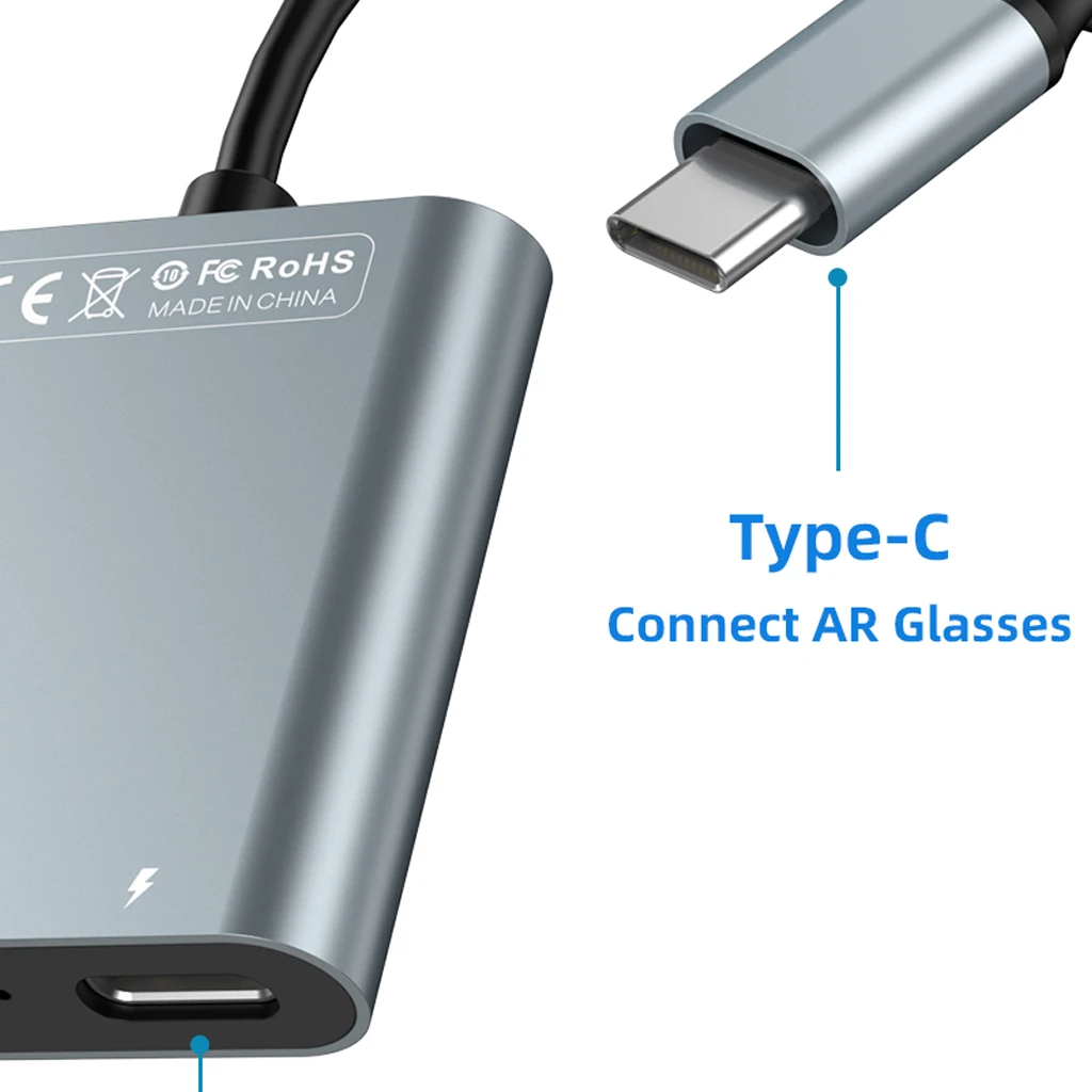 Estación de acoplamiento para gafas AR, HUB para teléfono, tableta, portátil, PC, carga, transmisión de datos, Adaptador tipo C, 2 en 1, transmisión en vivo, PD100W - imagen 2