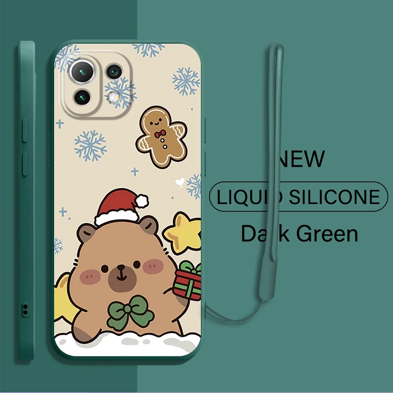 Funda de teléfono suave para Xiaomi Mi 11 12 Lite 13 10T 11T 12T Pro lindo capibara de Navidad - imagen 4