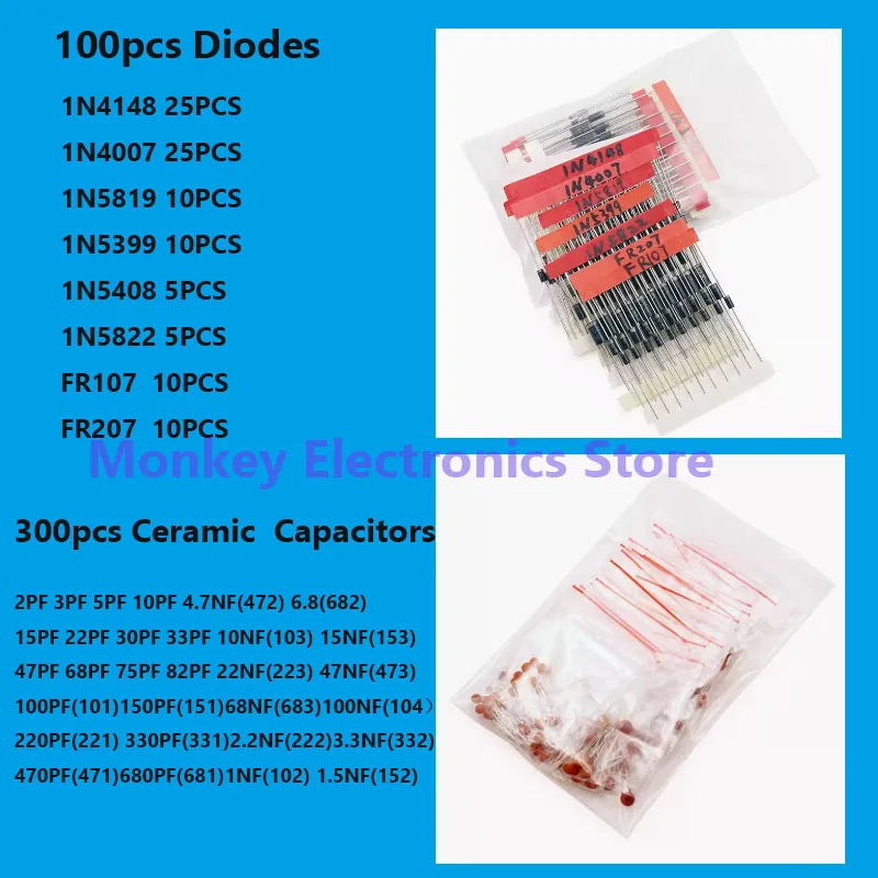 Kit de componentes electrónicos, 8 tipos de diodo de resistencia led, circuito integrado IC ne555 lm317, condensador electrolítico to-92 to-220 - imagen 5
