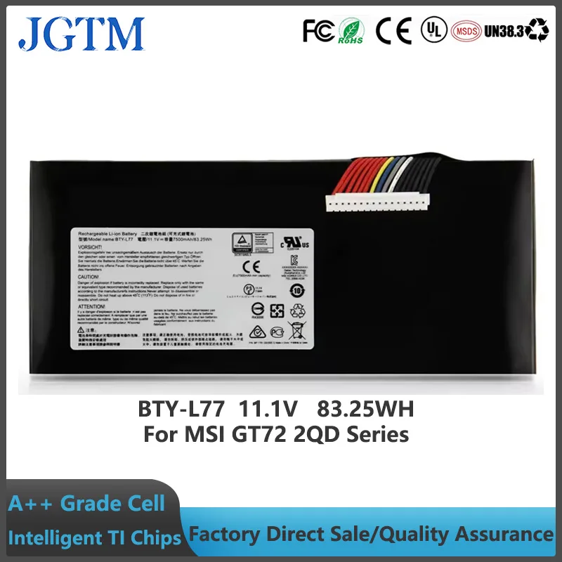 JGTM-Batería de BTY-L77 para ordenador portátil, accesorio para MSI GT72 2QD 2QE 2PE 6QE GT72S 6QF 6QD GT72VR 6RD GT80 2QE 2QD 2QC GT80S 6QE, 11,1 V, 83,25 W