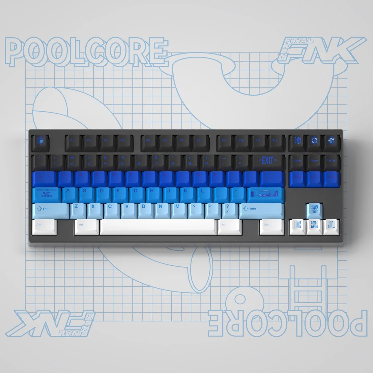 Teclas elegantes de 141 teclas con gradiente azul, teclas PBT con estampado de almohadilla UV de perfil Cherry para teclado mecánico Cherry MX - imagen 4